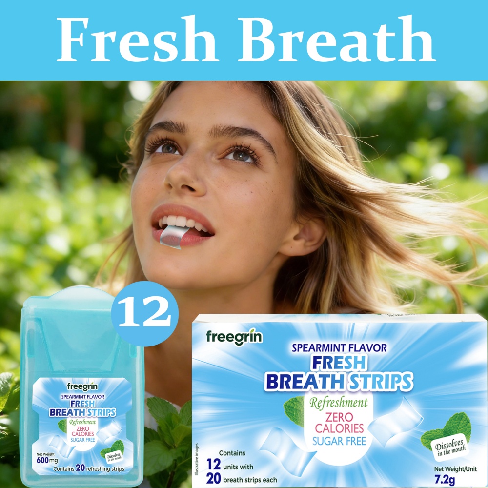 Teeth Whitening Strips - FREEGRIN Strisce Orale al Gusto Menta